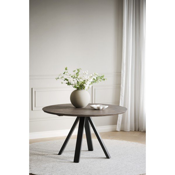 Tmavě hnědý kulatý jídelní stůl s deskou z dubového dřeva ø 130 cm Carradale – Rowico-image-1