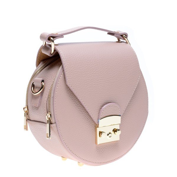 Růžová kožená kabelka Roberta M Rosa-image-1