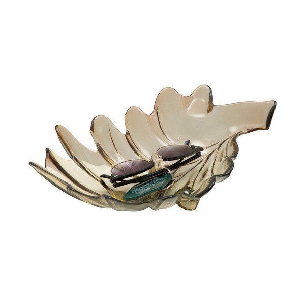 Šedá miska z recyklovaného skla Mauro Ferretti Leaf, 33 x 20 cm-image-2