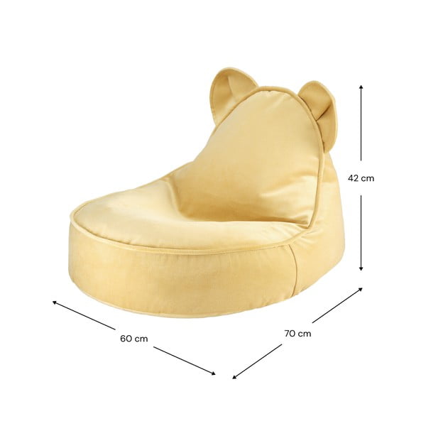 Žlutý sametový dětský sedací vak Bear – Wigiwama-image-3