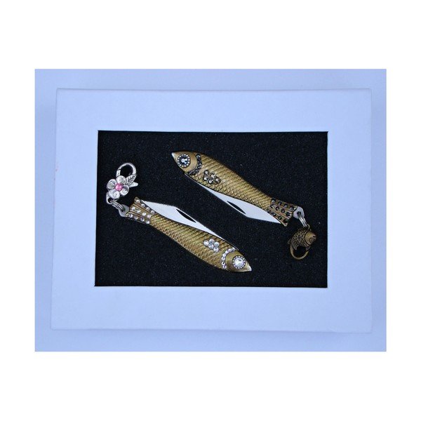 Dárkové balení 2 nožíků rybička Bílé a tmavé krystaly, v papírové krabičce-image-1
