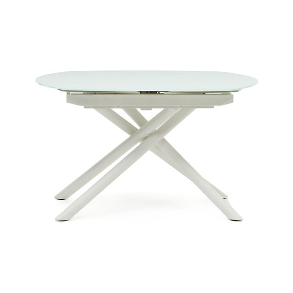 Bílý rozkládací jídelní stůl se skleněnou deskou 100x130 cm Yodalia – Kave Home-image-2