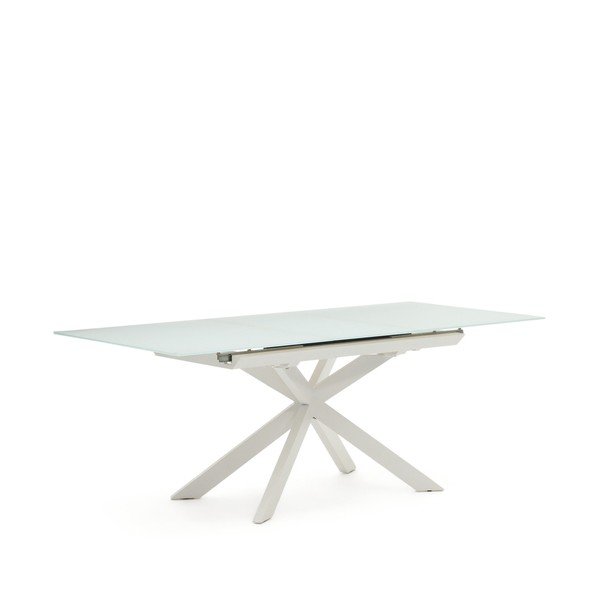 Rozkládací jídelní stůl s přídavnou deskou se skleněnou deskou 90x160 cm Atminda – Kave Home-image-2