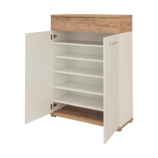 Bílý přírodní botník v dekoru dubu se šuplíky Topix – Germania-image-2