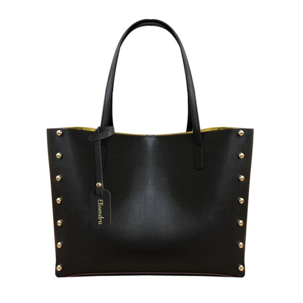 Černá kožená kabelka se žlutým vnitřkem Maison Bag Missy