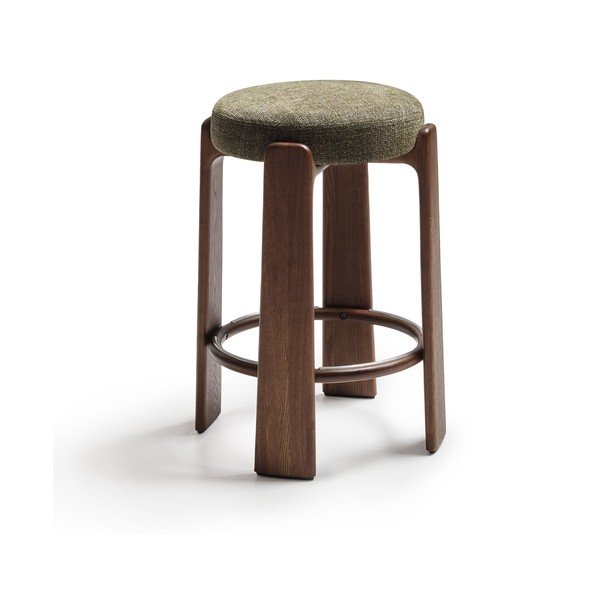 Zelená/v tmavě přírodní barvě barová stolička z jasanového dřeva (výška sedáku 75 cm) Granite – Kave Home