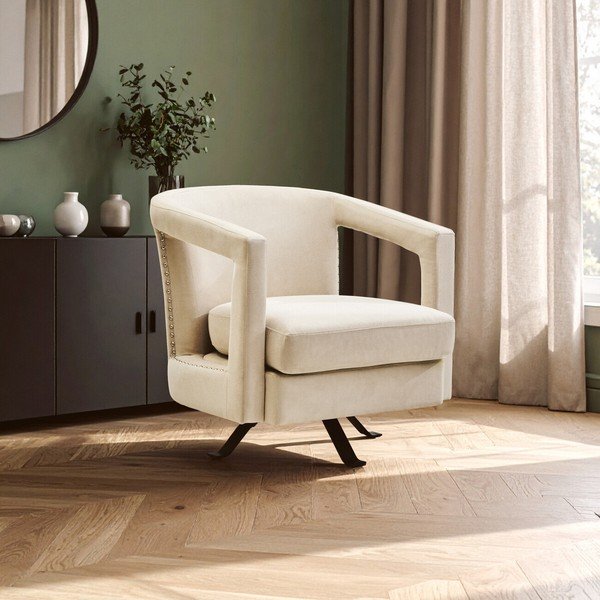 Béžové otočné sametové křeslo Hestia – Premier Housewares-image-1