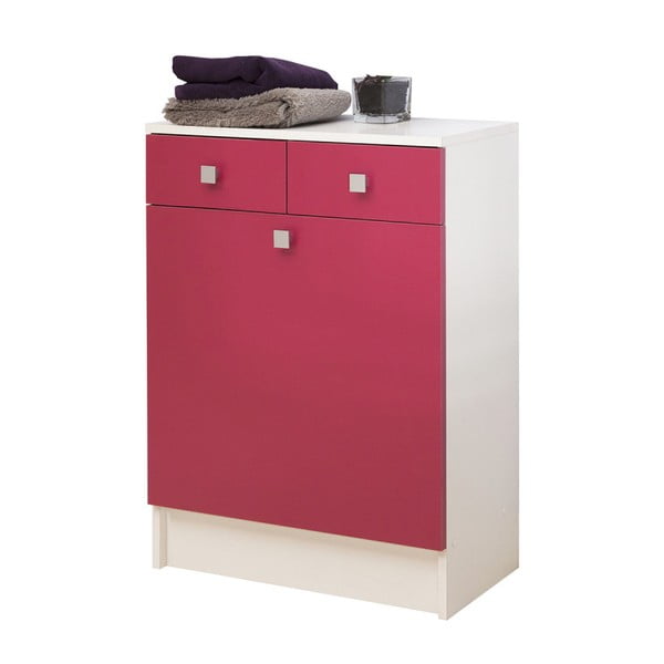 Růžová koupelnová skříňka na prádelní koš Symbiosis André, šířka 60 cm