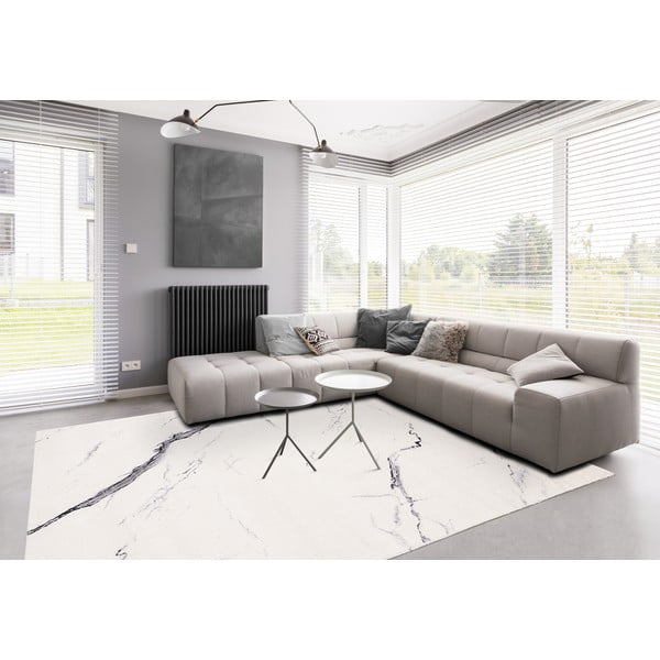 Krémový vlněný koberec 133x180 cm Marble – Agnella-image-1