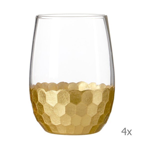 Sada 4 skleniček s detaily ve zlaté barvě Premier Housewares Astrid, 240 ml