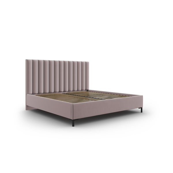 Světle růžová čalouněná dvoulůžková postel s úložným prostorem s roštem 140x200 cm Casey – Mazzini Beds