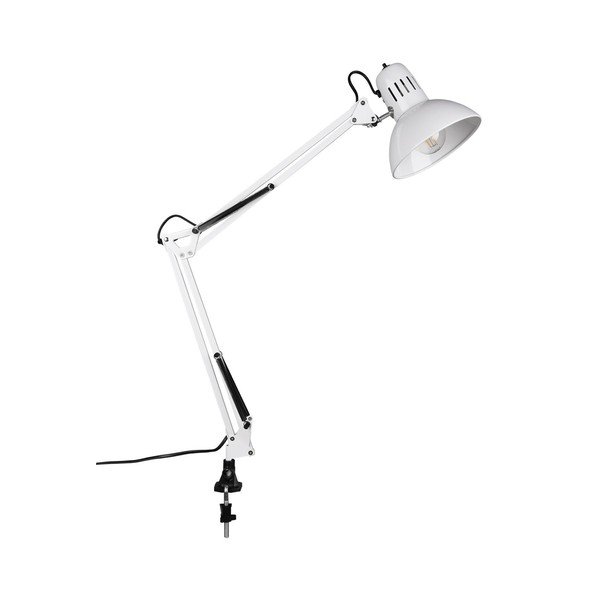 Bílá stolní lampa s ohybatelnou konstrukcí/s klipem (výška 73,5 cm) Tajo – Trio