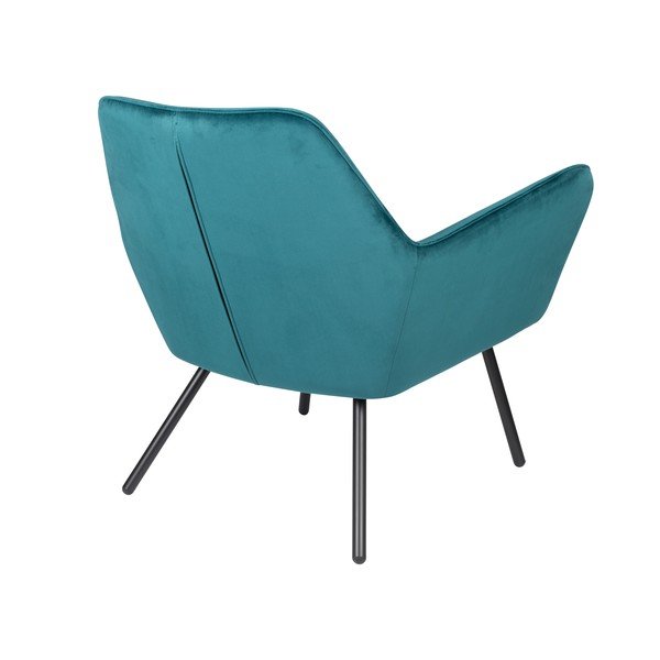 Tyrkysově modré sametové křeslo White Label Bon-image-4