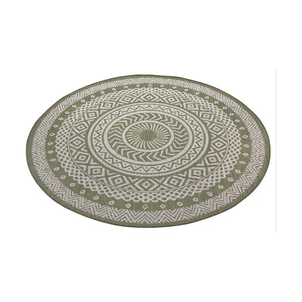 Zeleno-béžový venkovní koberec Ragami Round, ø 120 cm-image-2