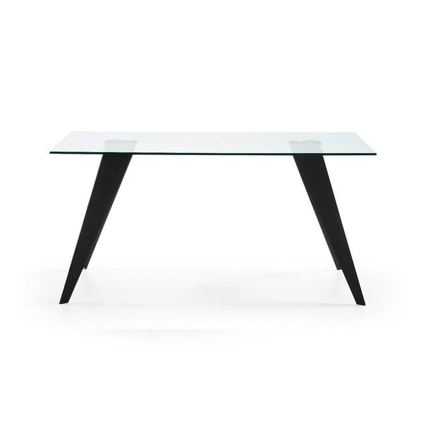 Skleněný stůl s černými nohami La Forma Nack, 160 x 90 cm