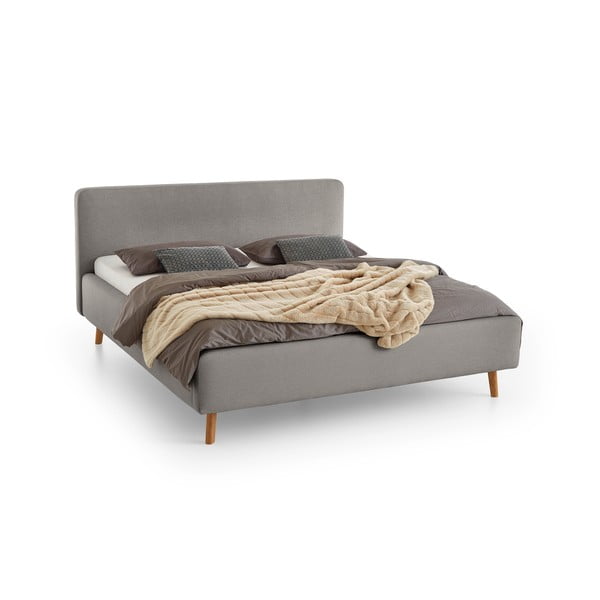 Světle šedá čalouněná dvoulůžková postel bez roštu 160x200 cm Mattis – Meise Möbel-image-2