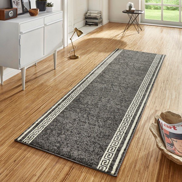 Šedý běhoun s bílými detaily Hanse Home Ornament, 80 x 450 cm-image-1