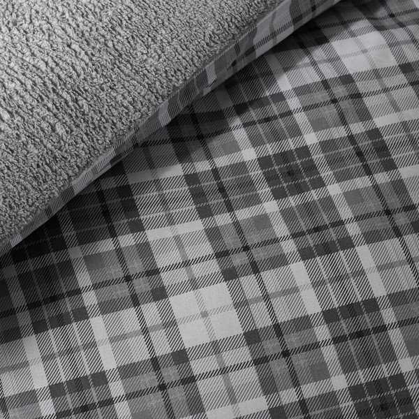 Šedé povlečení na dvoulůžko s beránkem 200x200 cm Cosy Sherpa Check – Catherine Lansfield-image-4