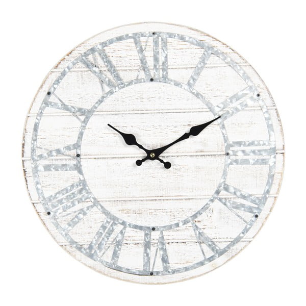 Bílé nástěnné hodiny s modrými detaily Clayre & Eef, ⌀ 40 cm