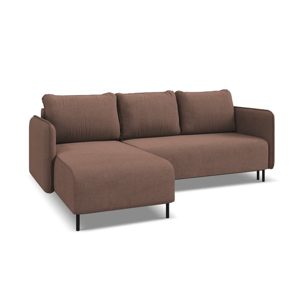 Růžová rozkládací/s úložným prostorem rohová pohovka (levý roh) Luana – Makamii-image-4