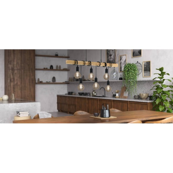 Závěsné svítidlo v černé a přírodní barvě TOWNSHEND – EGLO-image-2