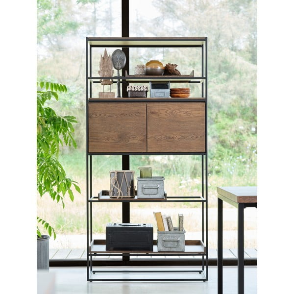 Černá knihovna v dekoru dubu 90x180 cm Rivoli - Unique Furniture-image-1