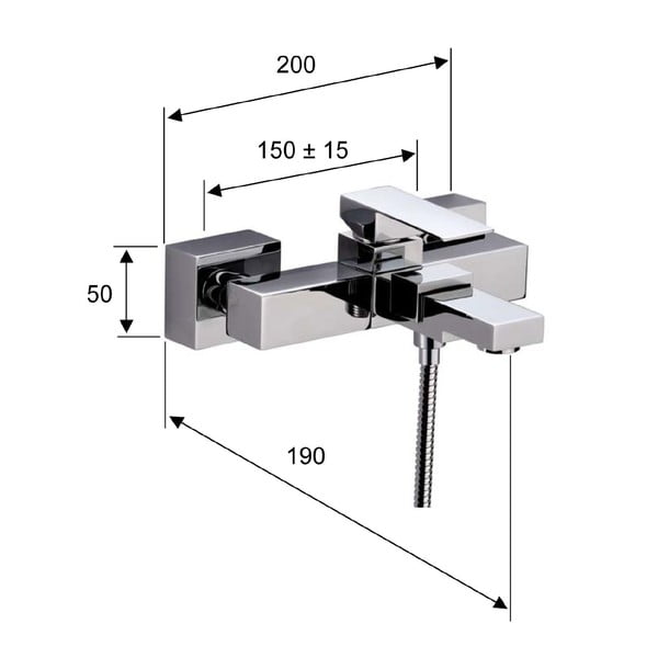 Nástěnná vanová baterie v leskle stříbrné barvě (2 výstupy) Latus – Sapho-image-1