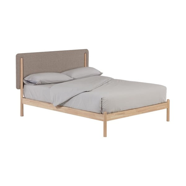 Dvoulůžková postel z kaučukového dřeva s roštem v šedo-přírodní barvě 160x200 cm Shayndel – Kave Home