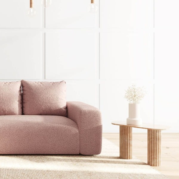 Růžová rohová pohovka z textilie bouclé (levý roh/s lenoškou) Monce – Rodier-image-4