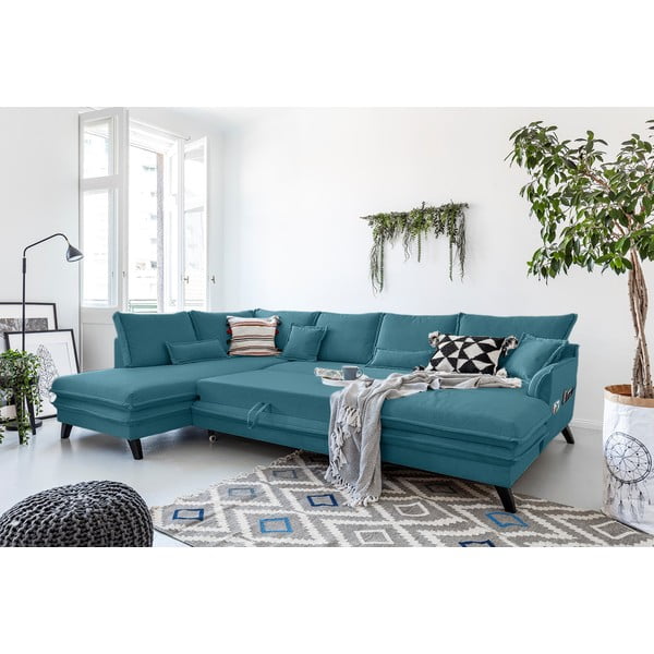 Tyrkysová rozkládací pohovka do "U" Miuform Charming Charlie, levý roh-image-4