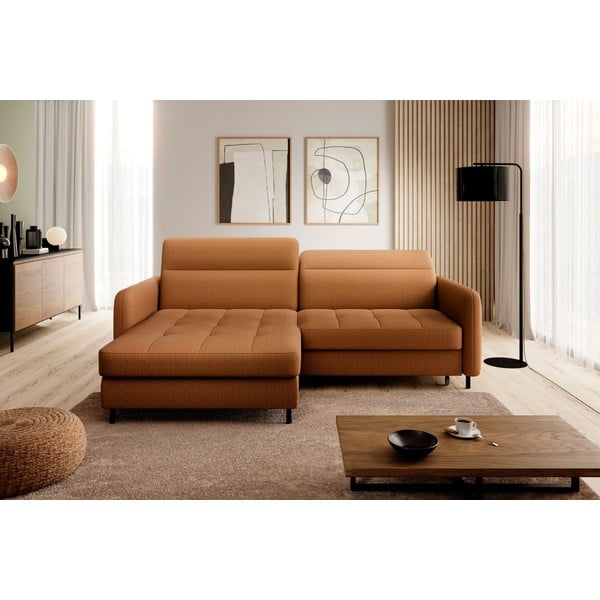 Žlutá sametová rozkládací/s úložným prostorem rohová pohovka (levý roh/s lenoškou) Gomsi – ELTAP-image-3