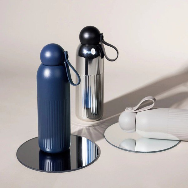 Modrá termoláhev s brčkem z nerezové oceli 500 ml Tekla – Sagaform-image-1