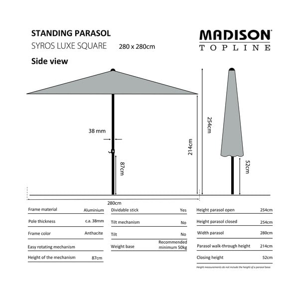 Zelený slunečník 280x280 cm Syros - Madison-image-1