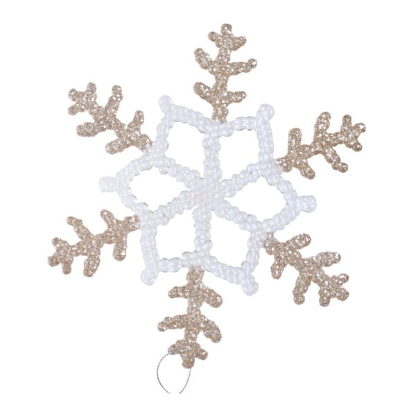 Závěsná dekorace v bílé a béžovozlaté barvě Ewax Snowflake, ⌀ 25 cm