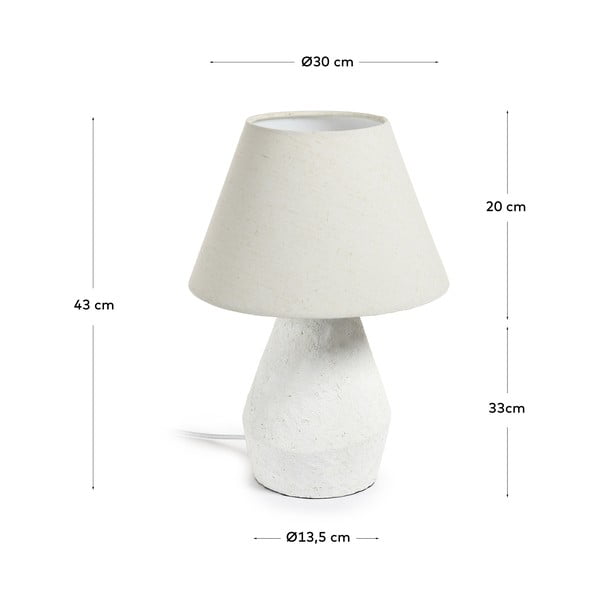 Bílá stolní lampa s textilním stínidlem (výška 43 cm) Noara – Kave Home-image-4