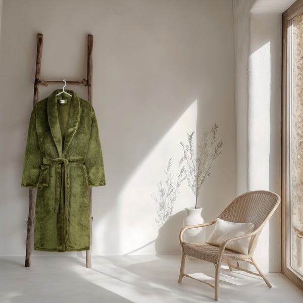 Zelený župan z mikroplyše velikost XL/XXL Polyvelvet – Good Morning-image-1