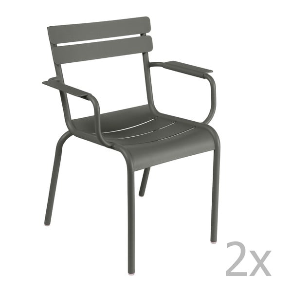 Sada 2 šedých židlí s područkami Fermob Luxembourg
