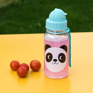Modrá dětská láhev s brčkem Rex London Miko The Panda, 500 ml