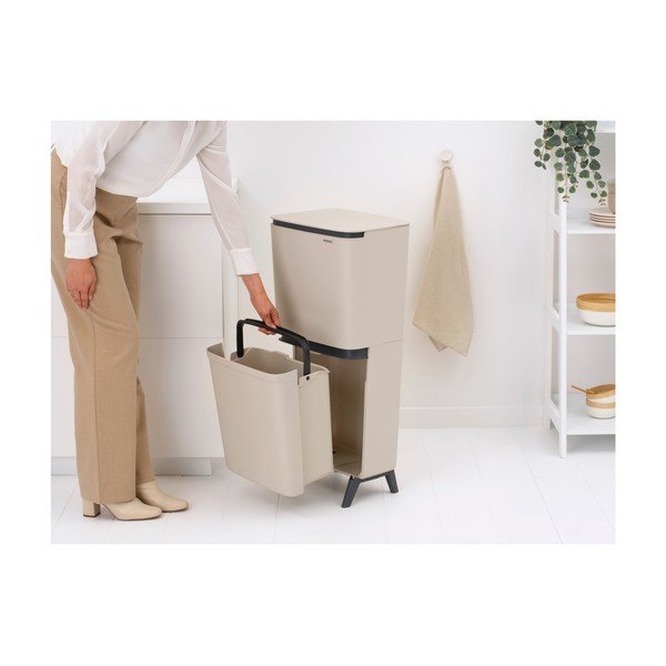 Béžový plastový odpadkový koš 25+10+10 l na tříděný odpad SortUp Recycle Hi – Brabantia-image-2