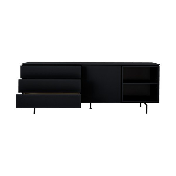 Černá nízká komoda 210x76 cm Plain – Tenzo-image-1