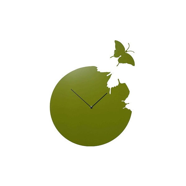 Designové hodiny Butterfly Green, 40 cm