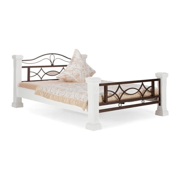 Bílá postel ze dřeva z kaučukovníku SOB Constantin, 160 x 200 cm