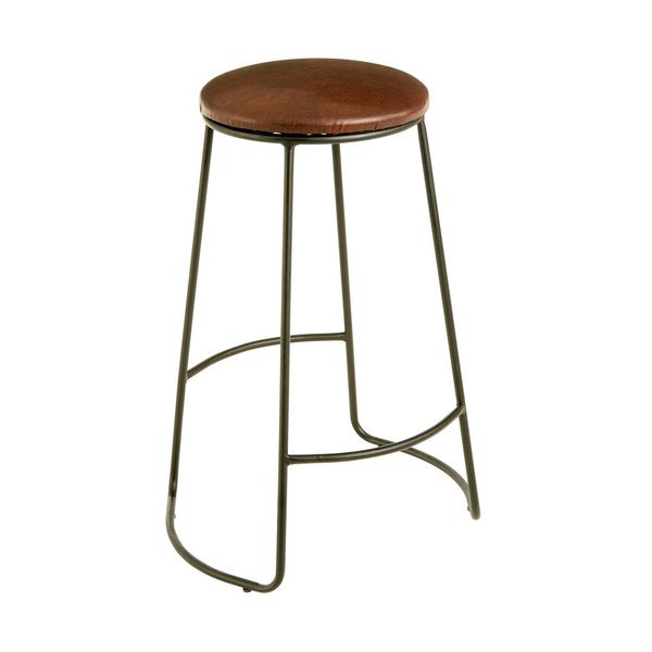 Černá/hnědá čalouněná barová stolička (výška sedáku 64 cm) Brixton – Premier Housewares