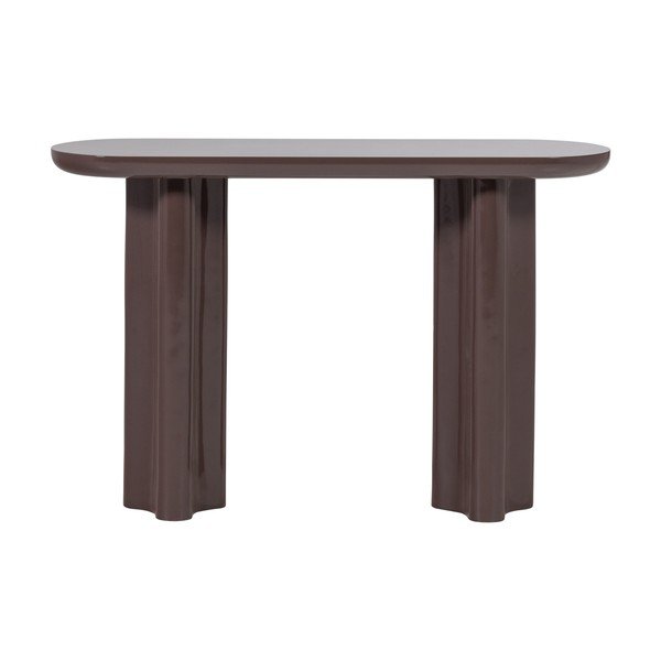 Tmavě hnědý lesklý konzolový stolek 35x120 cm Evara – WOOOD