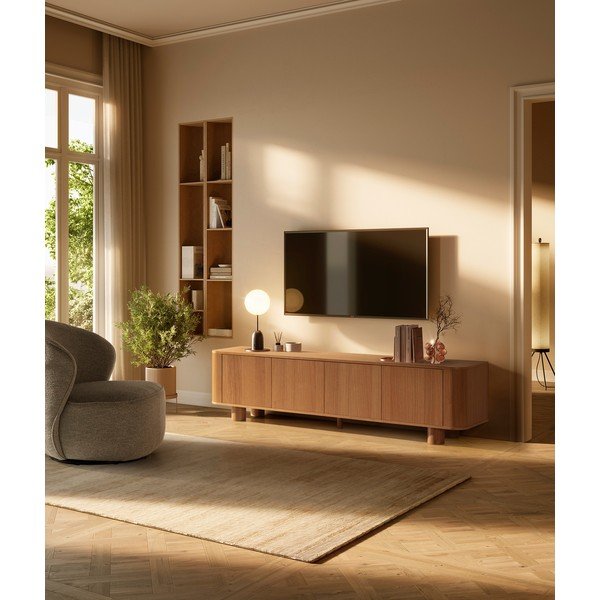 TV stolek v dekoru dubu v přírodní barvě 180x50,5x40 cm Padoc – MOME-image-1