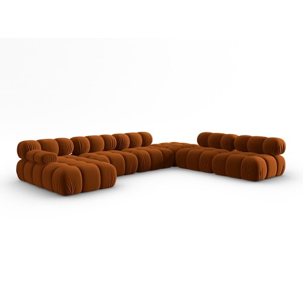 Oranžová sametová pohovka 379 cm Bellis – Micadoni Home-image-3