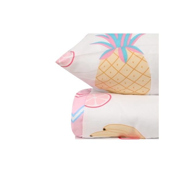 Bílo-růžové dětské povlečení na jednolůžko 140x200 cm Kokteyl – Mijolnir-image-2