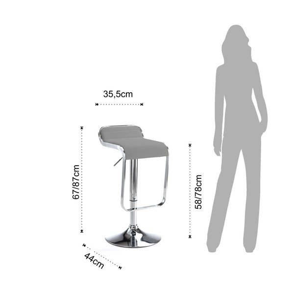 Šedá čalouněná barová stolička s nastavitelnou výškou (výška sedáku 58 cm) Snappy – Tomasucci-image-4