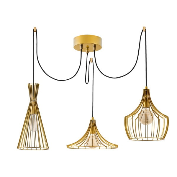 Závěsné svítidlo ve zlaté barvě s kovovým stínidlem Mezopotamya – Opviq lights
