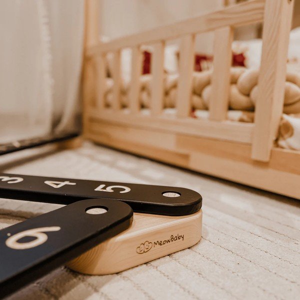 Černá senzorická dráha z borovicového dřeva 10x408x5 cm Montessori – Meowbaby-image-1